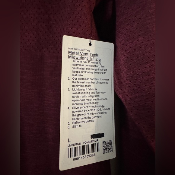 Lululemon Metal Vent Tech midweight 1/2 Zip. - Picture 2 of 4